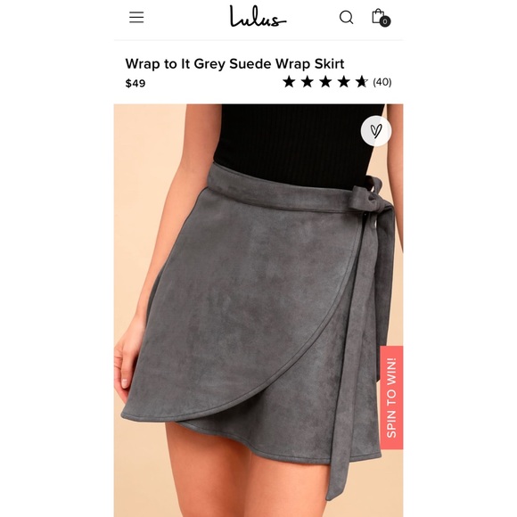 Lulu’s Faux Suede Gray Flare Wrapped Skirt - Picture 3 of 4